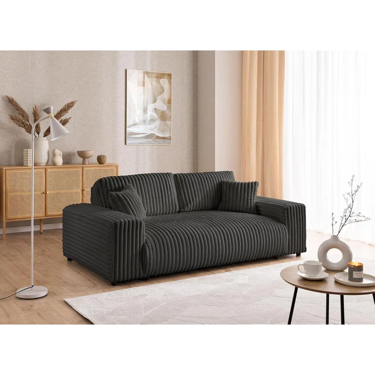 S-Style Möbel 3-Sitzer Sofa Mollis aus Plüschcord mit hohem Sitzkomfort, mit Wellenfederung – Bild 2