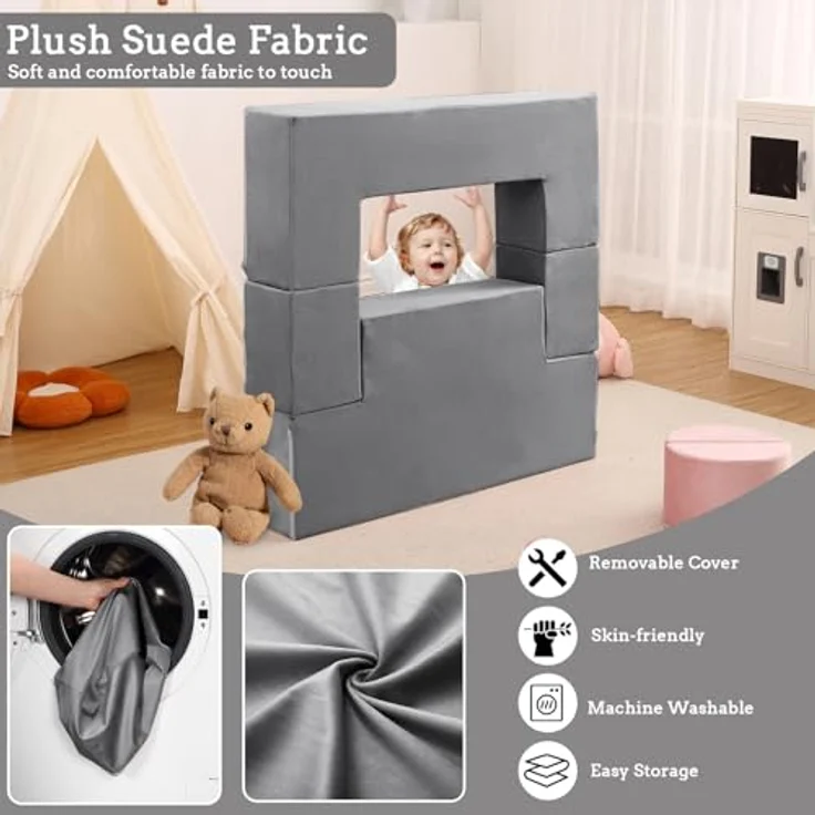 GarveeLife Kinderbett, Schlafsofa, ausziehbar mit 6 Modulen, Futon, faltbar, Möbel für Kinderzimmer, Schlafzimmer, Spielzimmer – Bild 6