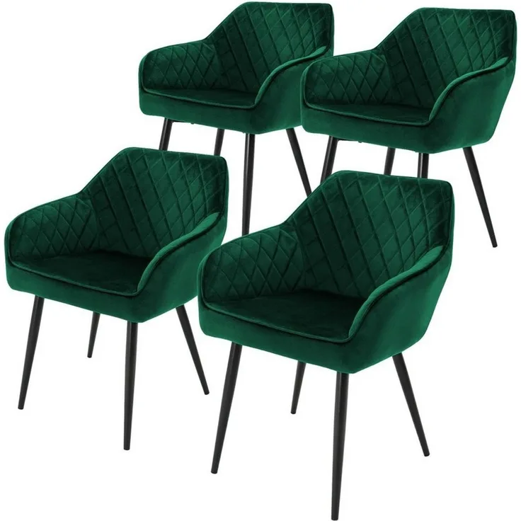 ML-DESIGN Stuhl Esszimmerstühle mit Rücken- & Armlehne moderne Design Küchenstühle (4 St), Polsterstuhl Esstischstühle 4er Set Samtbezug bis 120kg