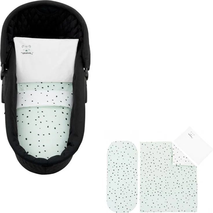 Kikkaboo Kinderwagen Bettwäsche-Set Bär 6tlg Decke 80x60 Kissen 35x26 Laken grün