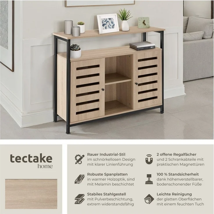 tectake Lowboard Sideboard (Sideboard, Montagematerial, Montageanleitung), Industrial Style – Bild 2