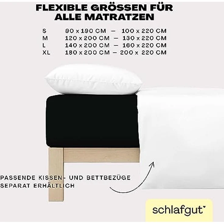 Adam Matheis Spannbettlaken EASY Jersey BL 160x200 cm schwarz Spannbetttuch Bettlaken Spannlaken – Bild 5