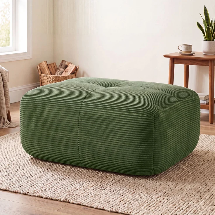 Hamlet Ottoman Cordstoff-Green--Grün--92.5x75x40cm--YOUDENOVA – Bild 2