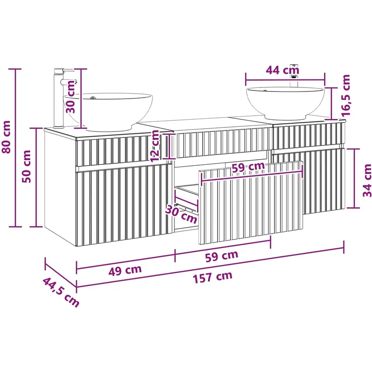vidaXL Badezimmerschrank-Set 3 stk. Geräucherte Eiche 3405762 – Bild 11