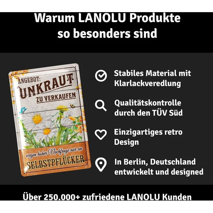 LANOLU Blechschild Unkraut zu Verkaufen - 20x30cm – Metall – Mehrfarbig – 20211 – Bild 4