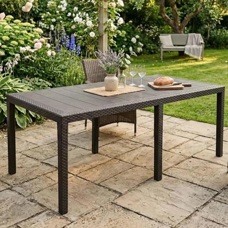 Dmora Rechteckiger ausziehbarer Gartentisch, Made in Italy, Farbe Anthrazit, Maße 150 x 72 x 90 cm (ausziehbar bis 220 cm) – Bild 2