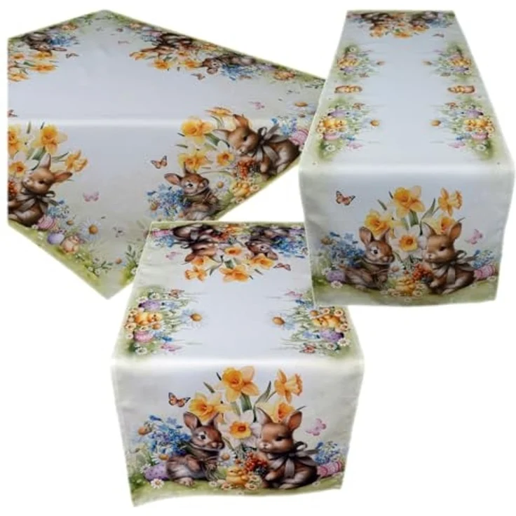 texpot Tischdecke Tischläufer Druckmotiv Hasenkinder Osterhasen Ostern (1-tlg) – Bild 2