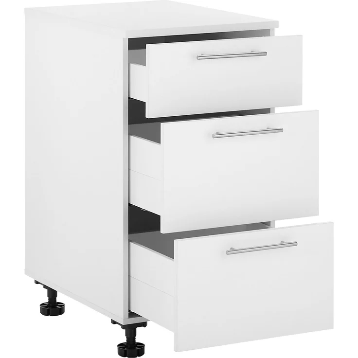 XORA 'PRIMUS' Küchenschrank Unterschrank Weiß, Holznachbildung weiß, 50 x 92 x 68 cm, mit 3 Schubladen – Bild 6