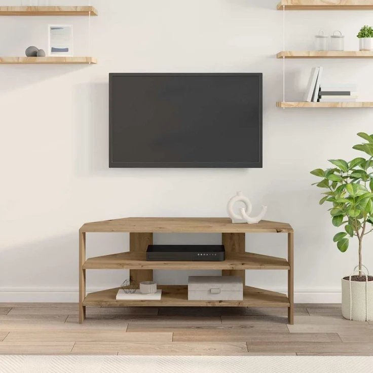 Eck TV Schrank,Fernsehschrank Artisan-Eiche 102x40,5x45cm Holzwerkstoff – Bild 4