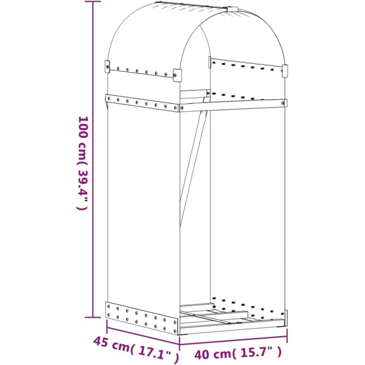 vidaXL Kaminholzunterstand Braun 40x45x100 cm Verzinkter Stahl 364567 – Bild 2