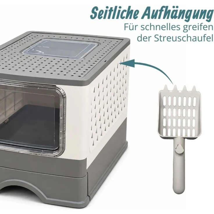 Relaxdays Geschlossenes Katzenklo mit Schublade – Bild 7