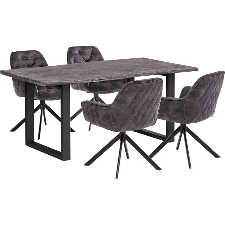 2er Set Armlehnstuhl grau schwarz drehbar bequem Polsterstuhl Esszimmerstuhl Stoff Küchenstuhl modern pflegeleicht stabil 120kg – Bild 6
