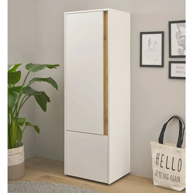 Lomadox Stauraumschrank CRISP-61 weiß mit Wotan Eiche, Tür beidseitig montierbar, ca. 50/157/40 cm – Bild 3