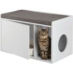 Katzenschrank mit Sitzauflage, weiß, 45,5 x 75 x 43 cm