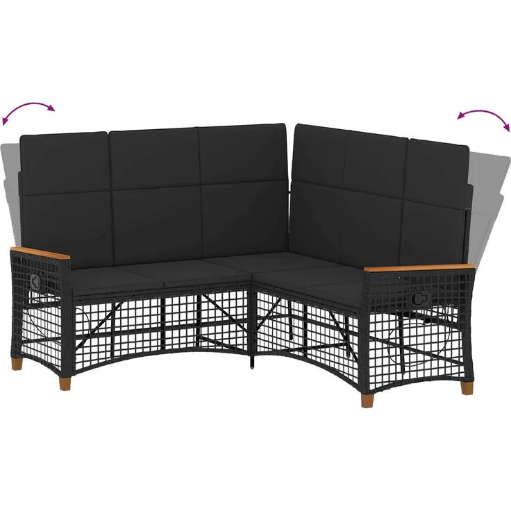 vidaXL Garten Liegesofa Set Verstellbar Schwarz 164 x 164 x 112 cm 42026822 – Bild 9