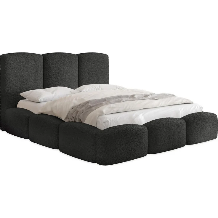 WFL Group Polsterbett, Schwarz, 14x200 cm, mit Bettkasten und Lattenrost für maximalen Komfort und Stil