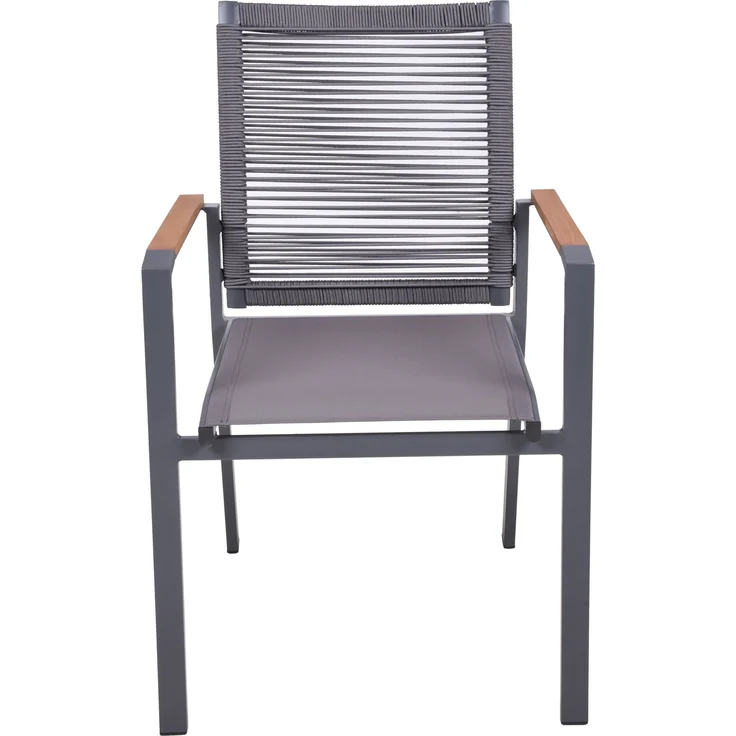 Stapelstuhl DAVINA 2er Set: Modern, platzsparend, Teakholzarmlehnen – Bild 3