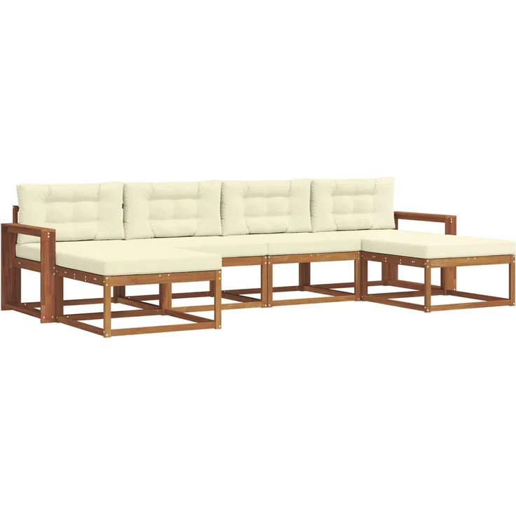 vidaXL Outdoor-Sofagarnitur 6 stk. 6-Sitzer Natur und Creme 3367968 – Bild 2