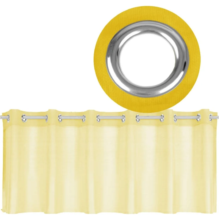 Ösen-Bistrogardine in B160cm x L60cm, transparente uni Scheibengardine Voile in vielen verschiedenen Farben erhältlich (gelb - lemongelb) – Bild 1
