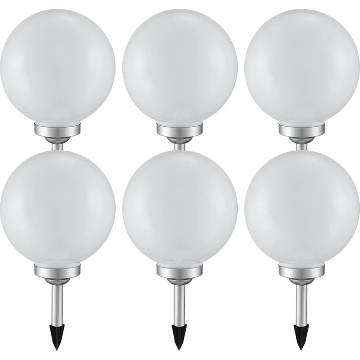 6er Set LED Solarleuchte, Kugel weiß, H 65 cm – Bild 1