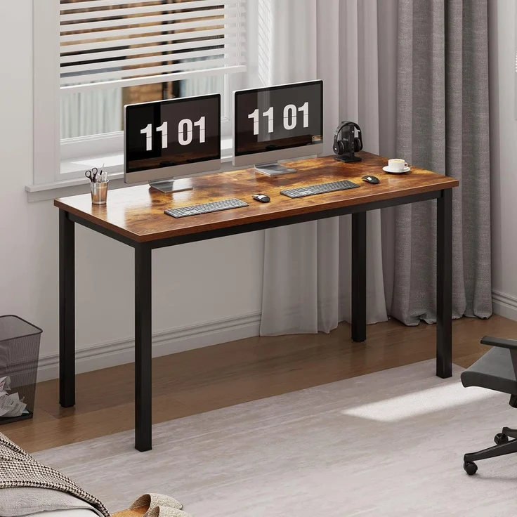 SogesHome Computertisch Schreibtisch 120 x 60 x 75 cm PC Schreibtisch Bürotisch Workstation für Home Office Verwenden Schreibtisch, Esstisch Konferenztisch, Retro & Schwarz – Bild 1