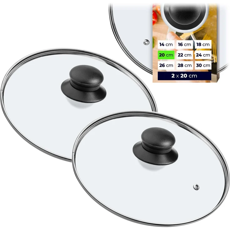 KADAX Glasdeckel 20cm hitzebeständig Universal 2 Stk – Bild 1