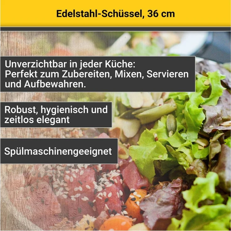 Krüger Schüssel Edelstahl-Schüssel, Edelstahl, (1-tlg), rostfrei, geschmacksneutral, robust, hygienisch – Bild 3