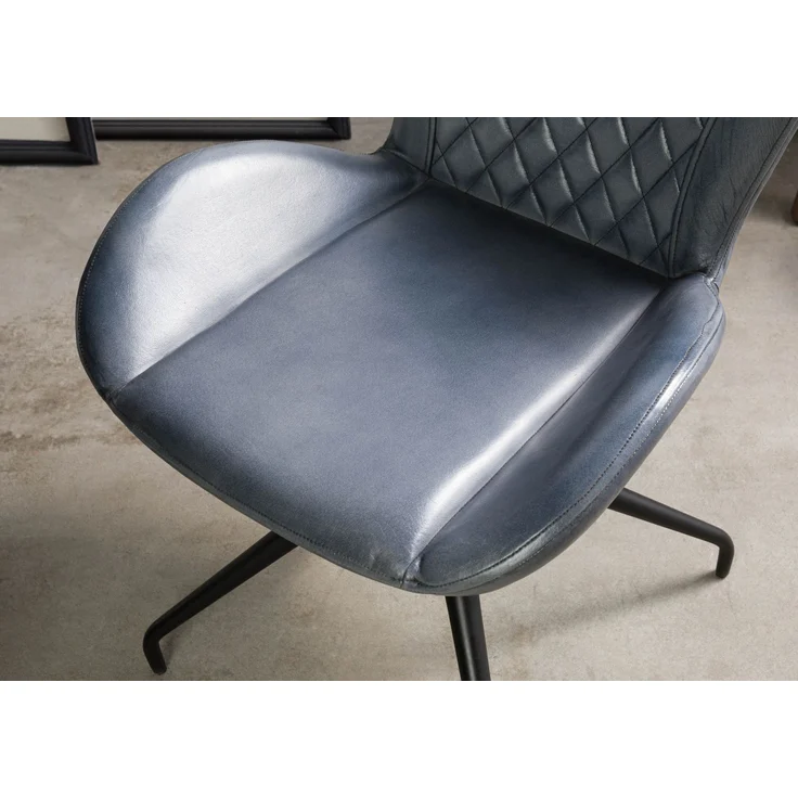 Stuhl Echtleder 61x52x86 blau IRON LABEL #512 – Bild 6