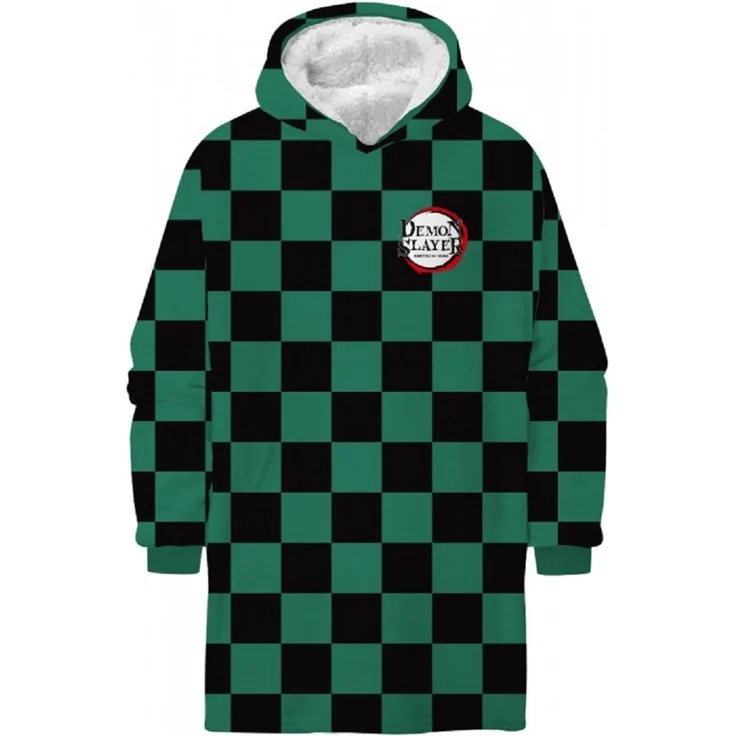 Demon Slayer Hoodie Blanket Medium 75 × 70 cm Kuscheldecke mit Ärmeln und Kapuze Oversize – Bild 1