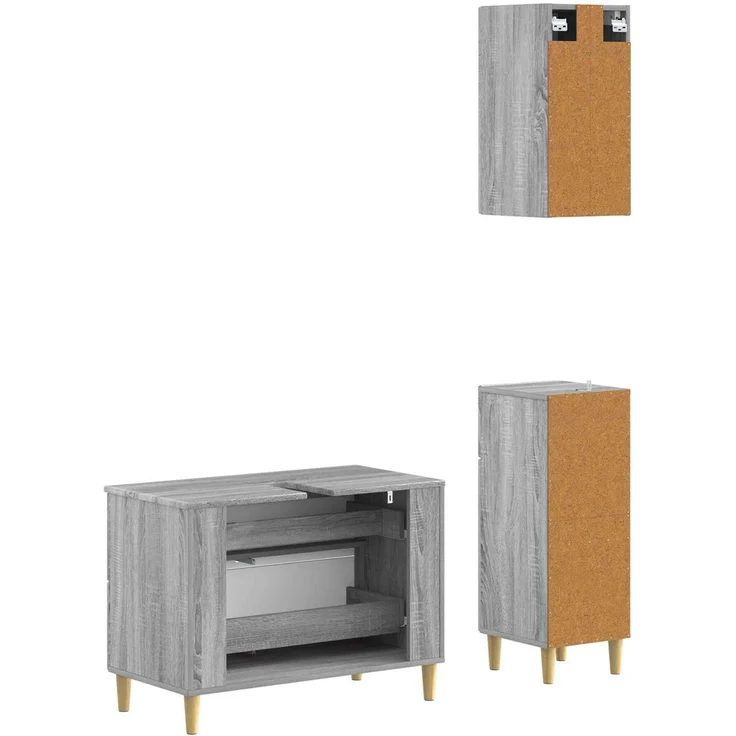 vidaXL 3-teiliges Badezimmer-Schranksystem DELFT Sonoma-Grau 3417789 – Bild 5