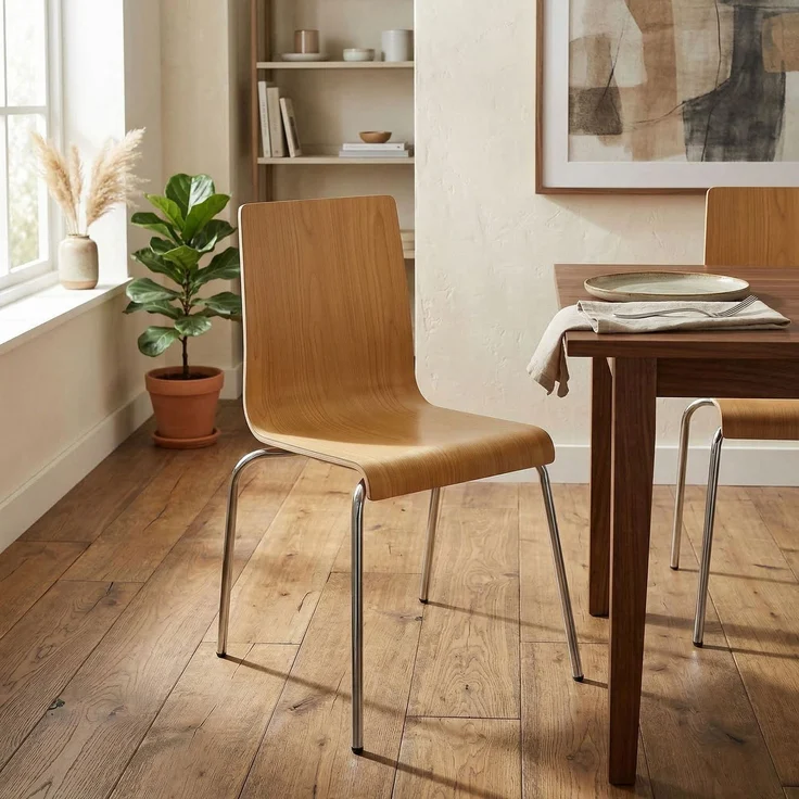 CLP 4er Set Stapelstühle Gahanna Formholz mit HPL-Laminat Stahlgestell bis 150 kg,natura – Bild 3