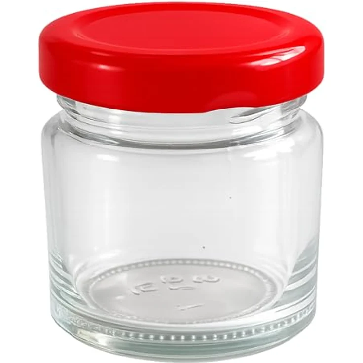 hocz 12x Mini Marmeladengläser 50 ml | mit Deckel Rot TO 43 | kleine Einmachgläser mit Schraubdeckel zum befüllen | Schraubgläser, Sturzgläser Set | leere Gläser für Marmelade | 12 Stück – Bild 4