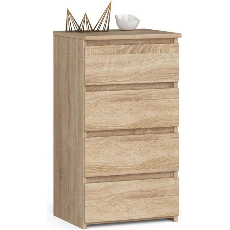 Home Collective Kommode 40 cm breit Holz Highboard Sideboard für Flur Schlafzimmer Wohnzimmer (Mehrzweckschrank Schrank schmal Kommode Schlafzimmer mit Schubladen), Kinderzimmer Organizer, 73 cm hoch mit 4 Schubladen sonoma Eiche – Bild 5