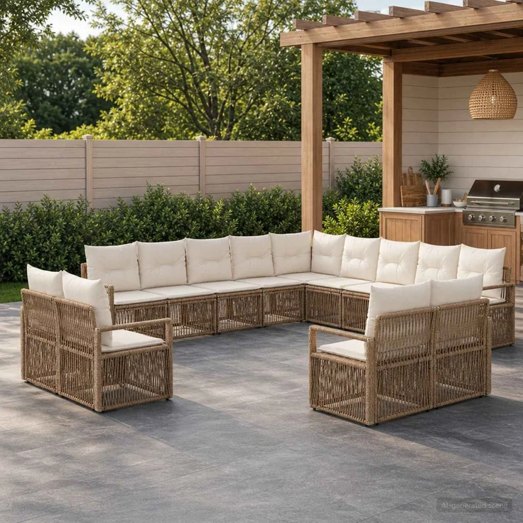 vidaXL Gartensofa-set 13 stk. Beige Poly-Rattan 3435894 – Bild 1