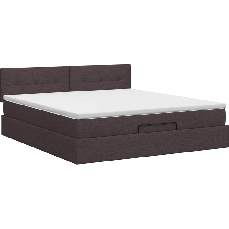 vidaXL Ottoman Bett mit Matratze Dunkelbraun 140 x 190 cm Stoff 3456326 – Bild 5