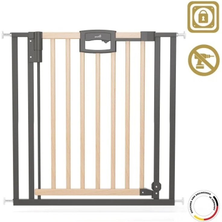 Geuther Türschutzgitter 'Easylock Plus' zum Klemmen für Öffnungen, Holz/ Metall, Natur/ Schwarz, 120,5 cm - 128,5 cm – Bild 3