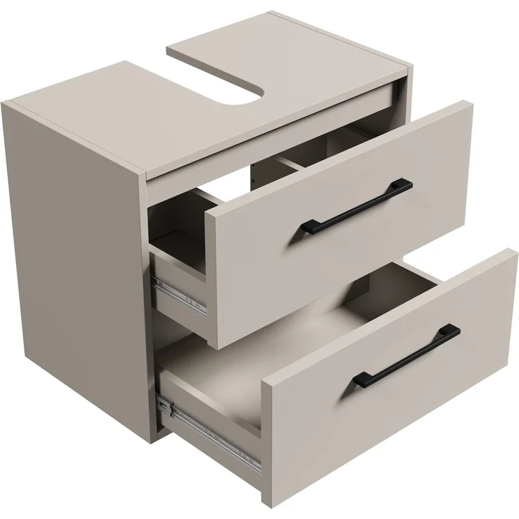 Waschbeckenunterschrank Florence 60 x 35 cm Cashmere - Hängender Badezimmerschrank mit 2 Schubladen – Bild 3