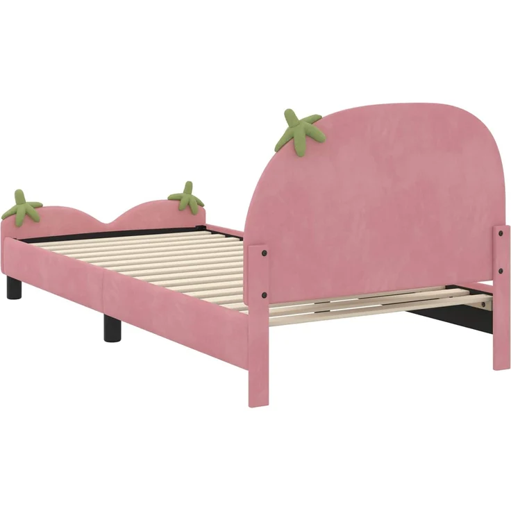 vidaXL Kinderbettgestell mit Kopfteil Rosa 90x190 cm Samt 42011077 – Bild 6