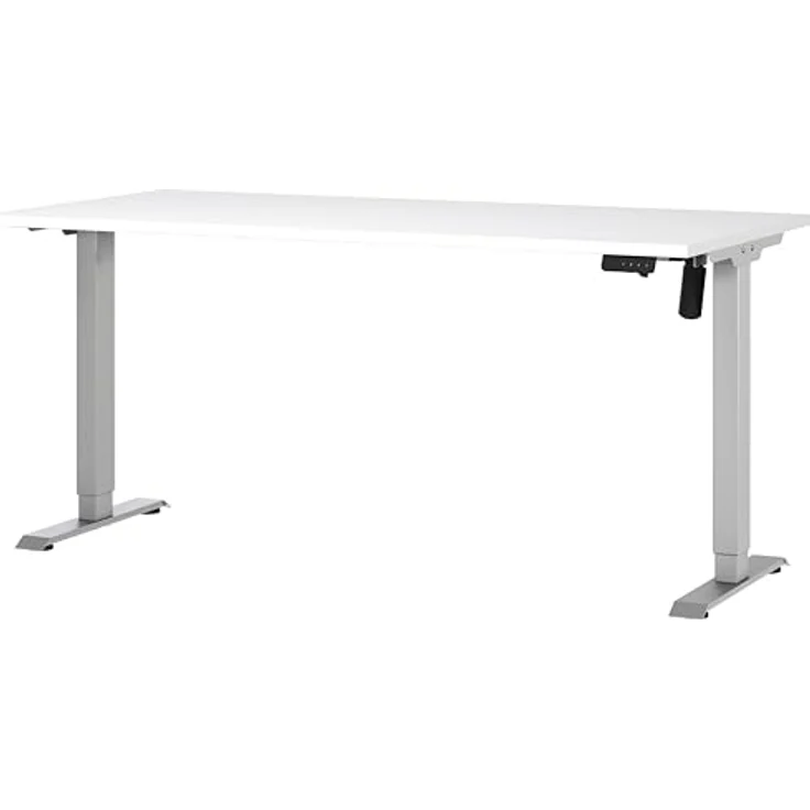 Germania Schreibtisch 8024-639, in Weiß/Silber, elektr. höhenverstellbar, 160 x 119 x 80 cm (BxHxT) – Bild 2