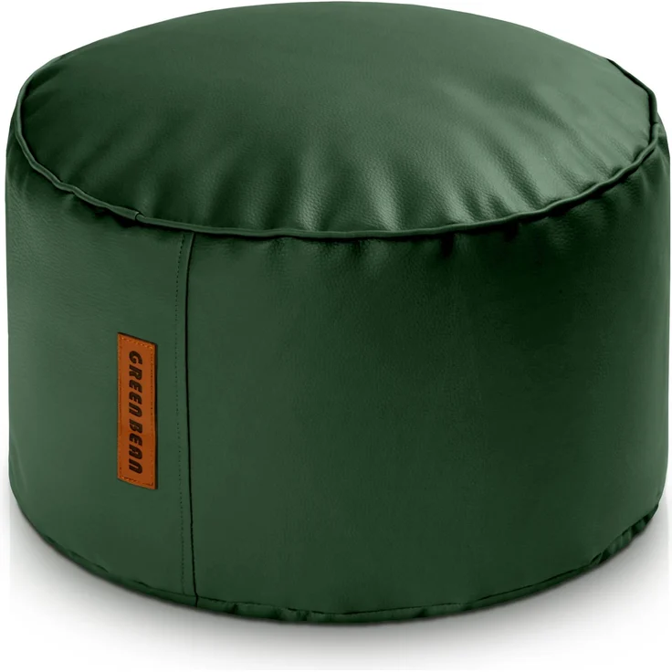 Green Bean® Sitzhocker aus Kunstleder - Pouf mit EPS Perlen Füllung - 43 x 30 cm - perfekte Ergänzung zum Sitzsack - Dunkelgrün – Bild 1