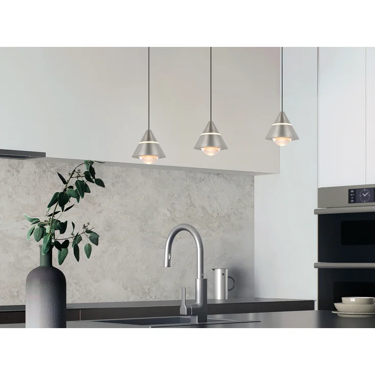 LED Pendelleuchte ROMEO höhenverstellbar, 3-flammig Silber, Breite 55cm – Bild 1