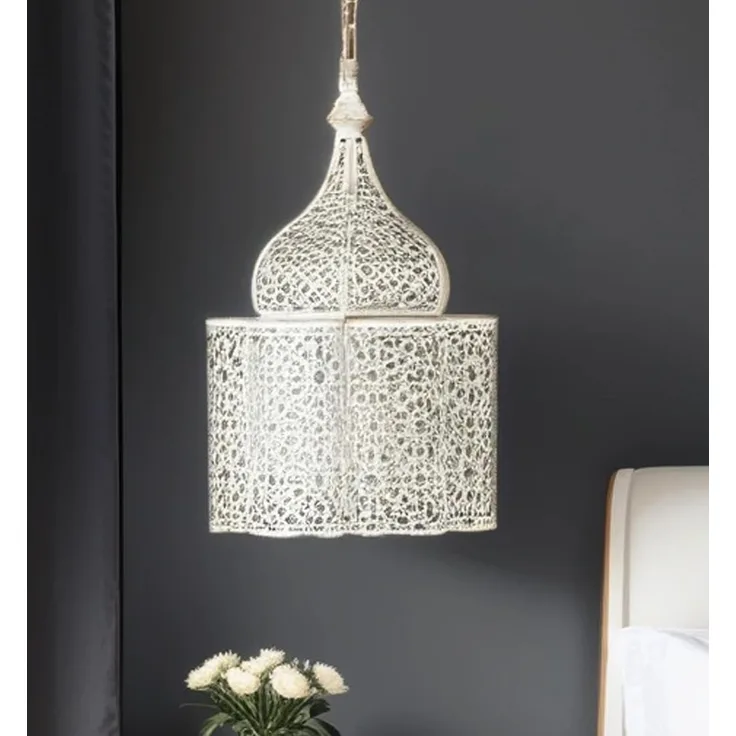 Marrakesch Orient & Mediterran Interior Pendelleuchte Orientalische Lampe Pendelleuchte Feryal Weiss, Handarbeit