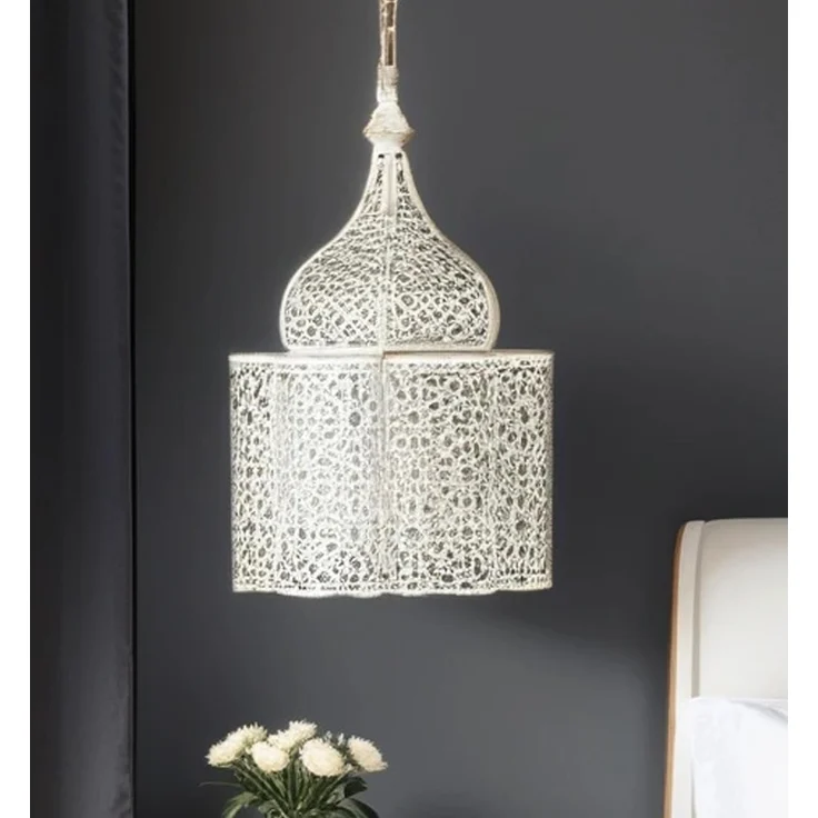 Marrakesch Orient & Mediterran Interior Pendelleuchte Orientalische Lampe Pendelleuchte Feryal Weiss, Handarbeit – Bild 1