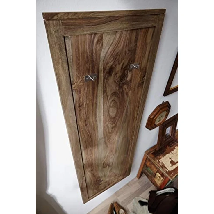 Wandgarderobe Sheesham 55 x 3 x 150 grau geölt NATURE GREY #001 – Bild 5