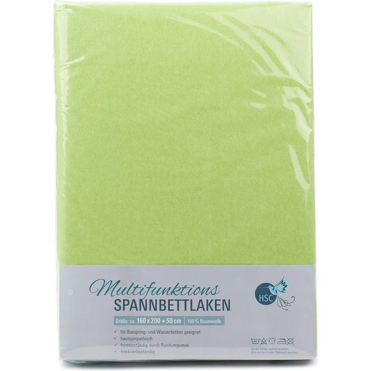 HSC Home-Style-Creation GmbH Spannbettlaken Multifunktions-Spannbettlaken für Boxspring- und Wasserbetten, 100% Baumwolle, Gummizug: rundum, (1 Stück), Mit Rundumgummi für Matratzen bis 50 cm Höhe