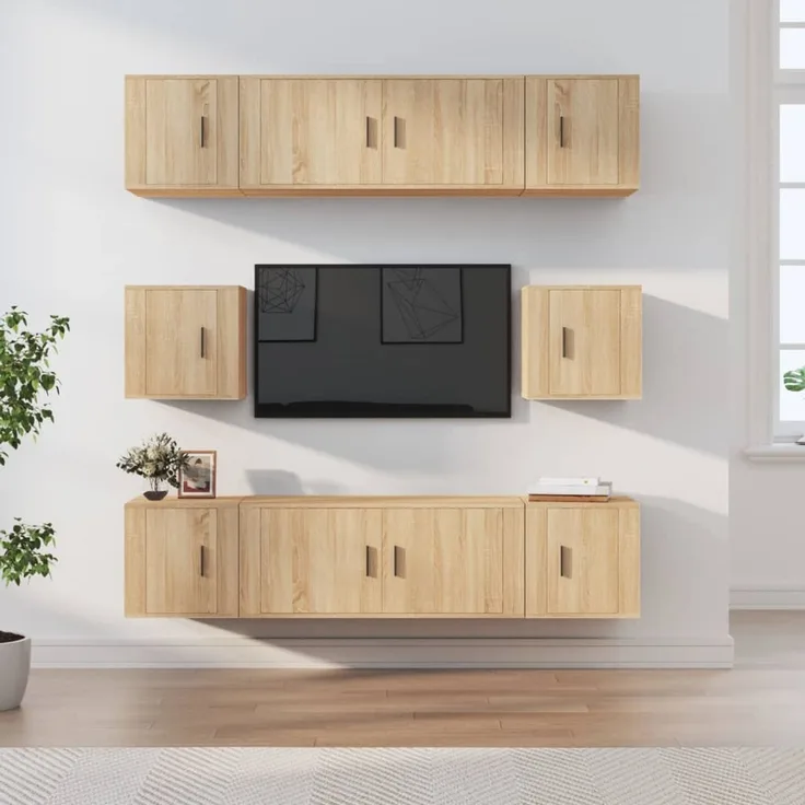 vidaXL 8-tlg. TV-Schrank-Set Sonoma-Eiche Holzwerkstoff 3188673