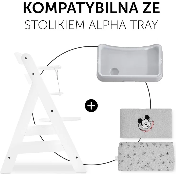 Hauck Sitzkissen Holzhochstühle Highchair Pad Deluxe,Kompatibel Alpha+,Beta+Bauähnlichen Modellen,Maschinenwaschbar,Einfache Befestigung Klettverschlüssen,Mickey Mouse Grey,66778,Mickey Mouse Grau – Bild 6