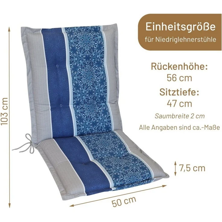 Herlag Polsterauflage Valeria, Niedriglehner 103x50x7,5cm, Design-Edition – Bild 2
