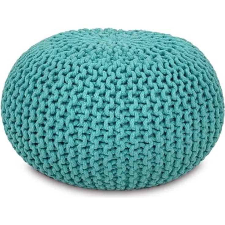 Amagohome Sitzhocker, Pouf, XXL Baumwolle, Mint, ø 55 cm – Bild 2