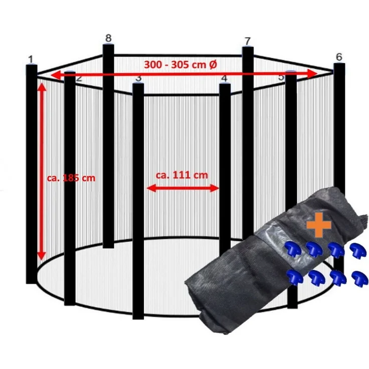 walexo Gartentrampolin Trampolin Sicherheitsnetz für 8 Stangensysteme, Ø 305 cm – Bild 2